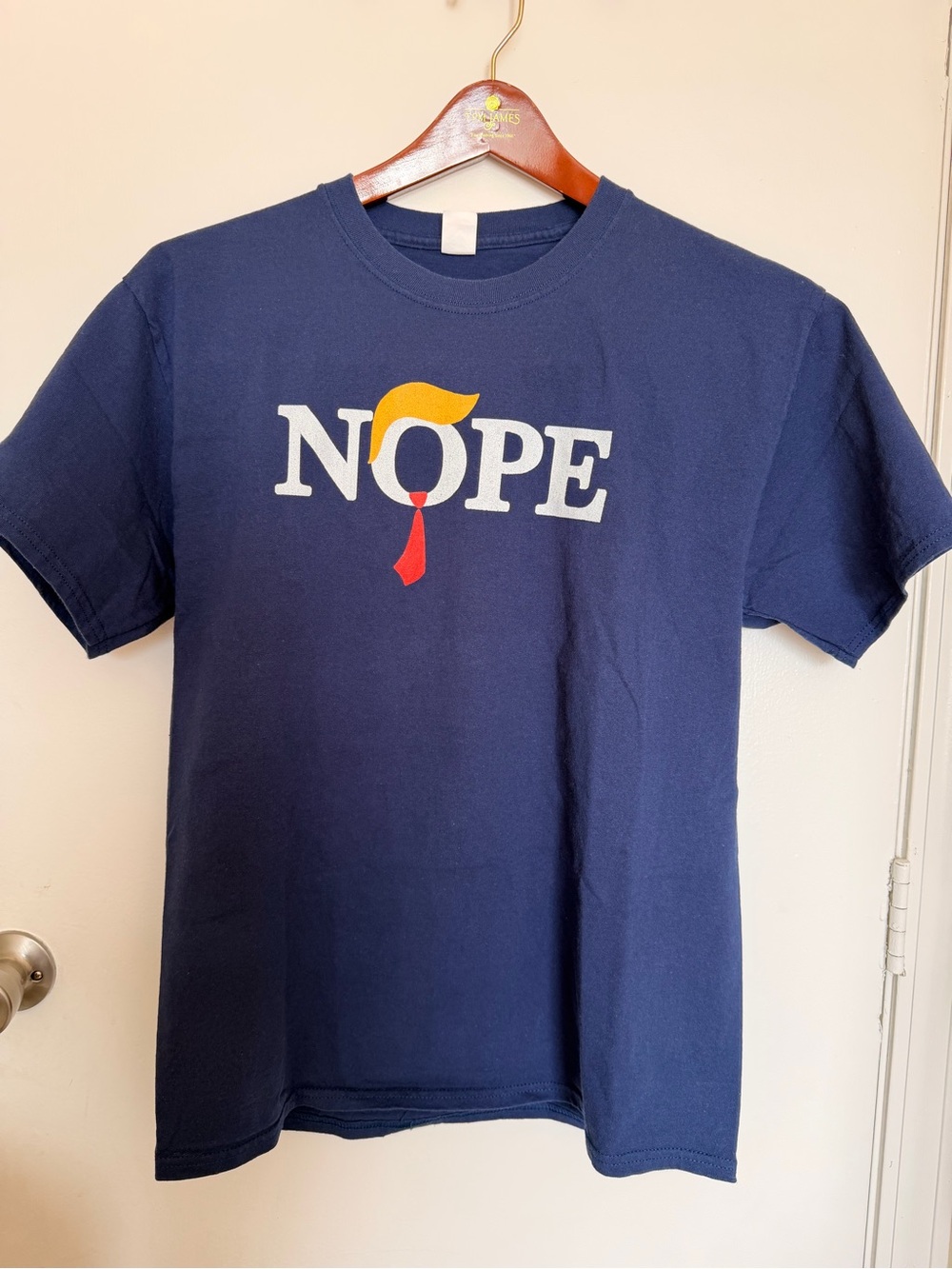 Hanes Navy NOPE Graphic Tee with Yellow and Red Accent